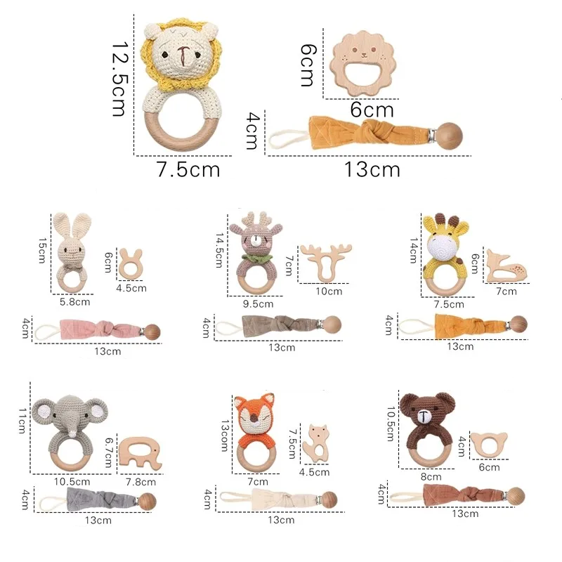 Baby Geschenkbox – 3-teiliges Set mit Rassel, Beißring & Schnullerkette