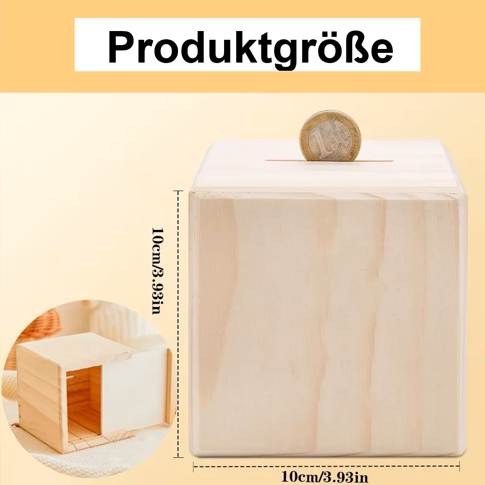 Personalisierte Spardose aus Holz