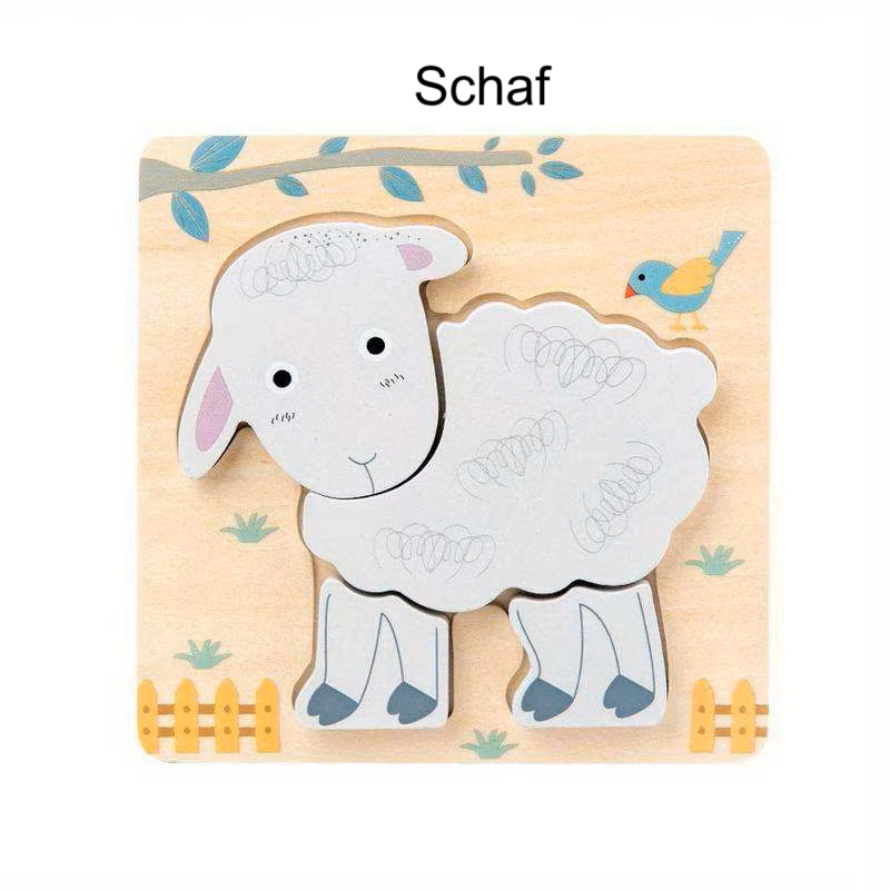 Holzpuzzle „Bauernhoftiere“ – Ente, Kuh, Hase oder Schaf