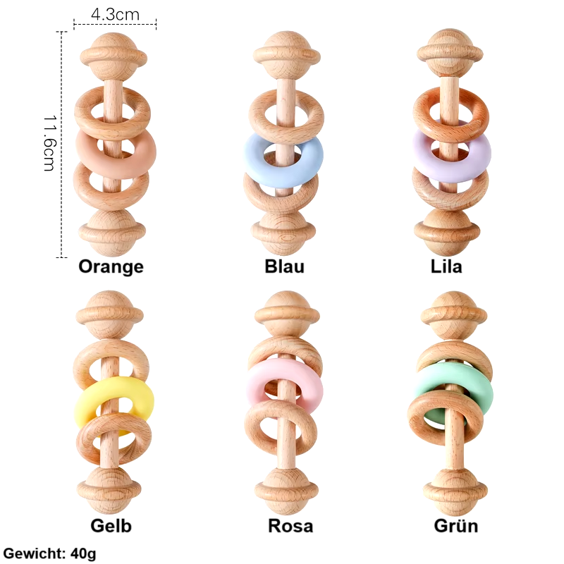 Holzrassel mit Holz- und Silikonringen