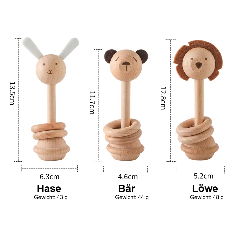 Holzrassel in verschiedenen Tiermotiven