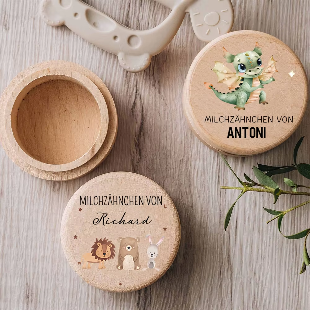 Personalisierte Milchzahndose in verschiedenen Motiven