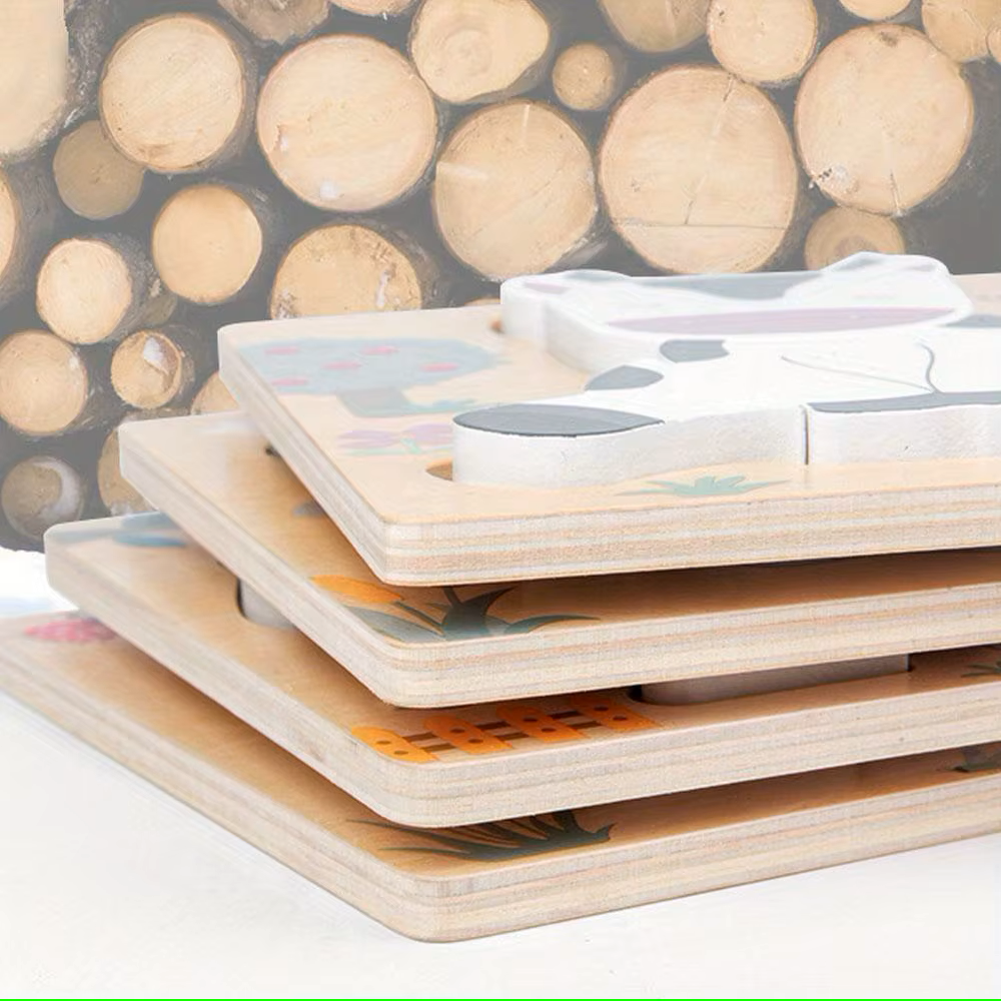 Holzpuzzle „Bauernhoftiere“ – Ente, Kuh, Hase oder Schaf