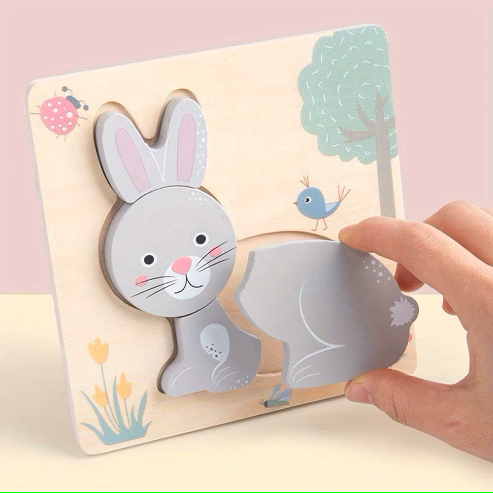 Holzpuzzle „Bauernhoftiere“ – Ente, Kuh, Hase oder Schaf