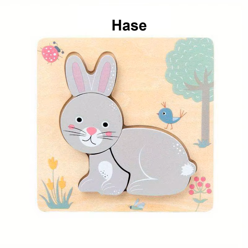 Holzpuzzle „Bauernhoftiere“ – Ente, Kuh, Hase oder Schaf