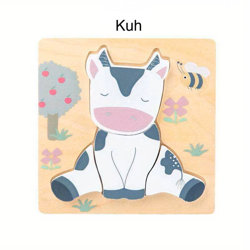 Holzpuzzle „Bauernhoftiere“ – Ente, Kuh, Hase oder Schaf