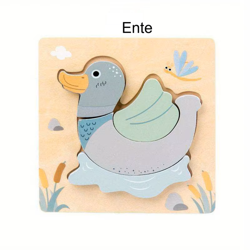 Holzpuzzle „Bauernhoftiere“ – Ente, Kuh, Hase oder Schaf